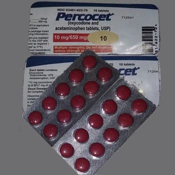 PERCOCET 10MG (Acetaminophen) packaging and bottle