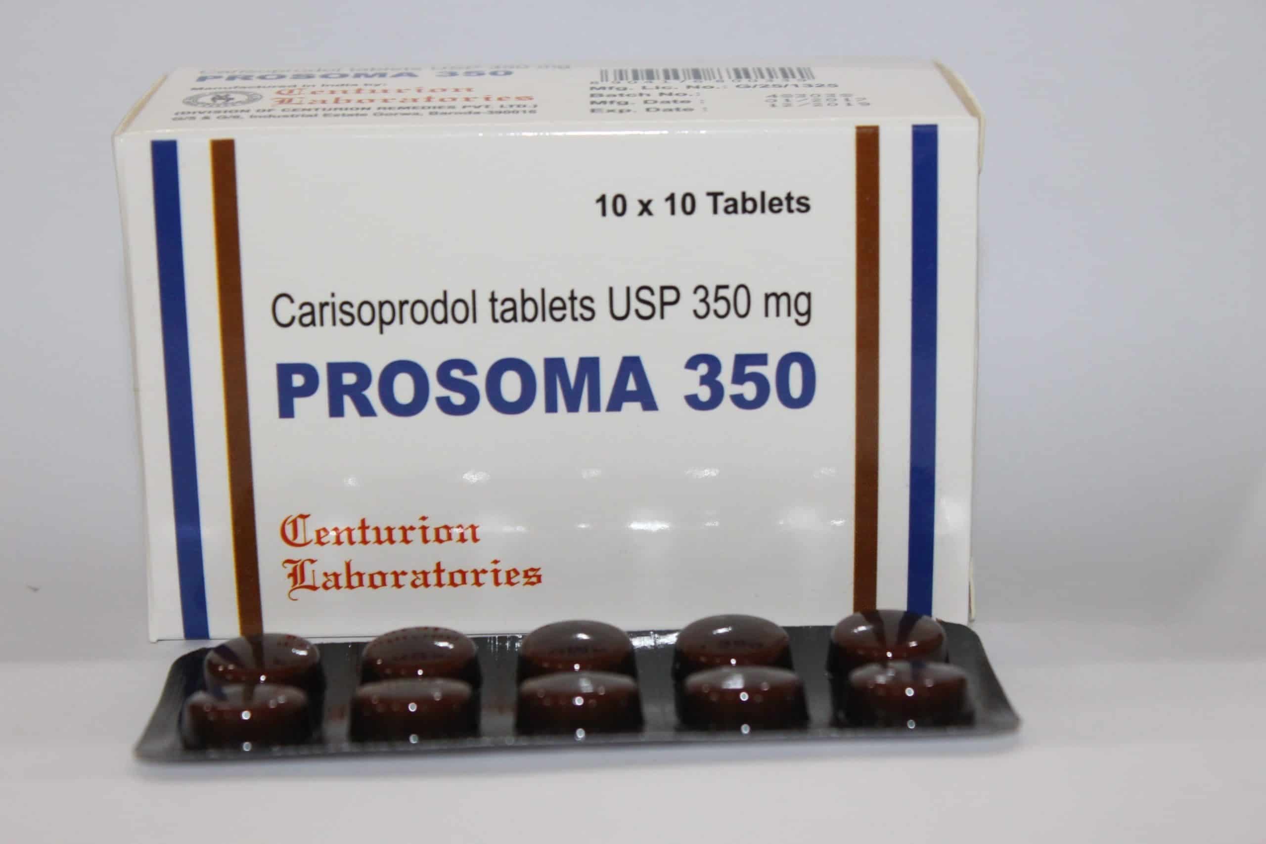 Soma ( Carisoprodol ) 350 Mg packaging and bottle
