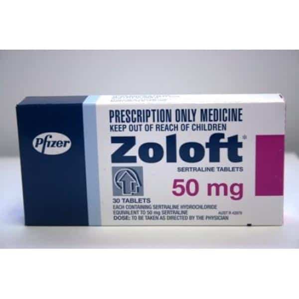 Zoloft ( Sertraline ) 50 Mg 100 Mg packaging and bottle