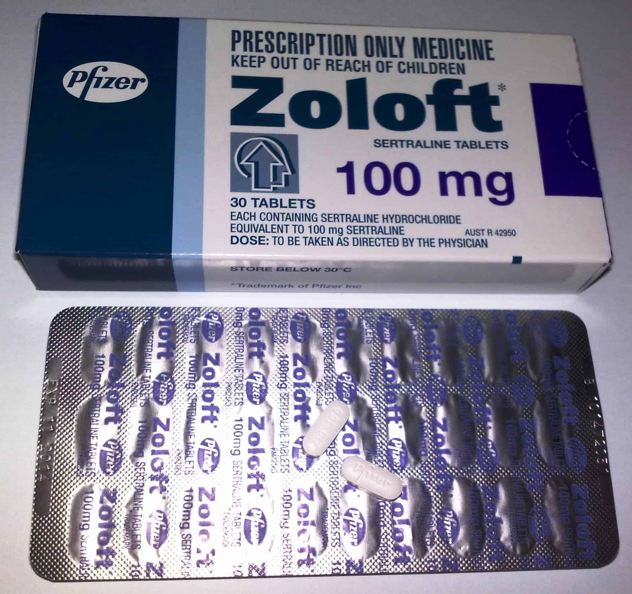 Zoloft ( Sertraline ) 50 Mg 100 Mg front view
