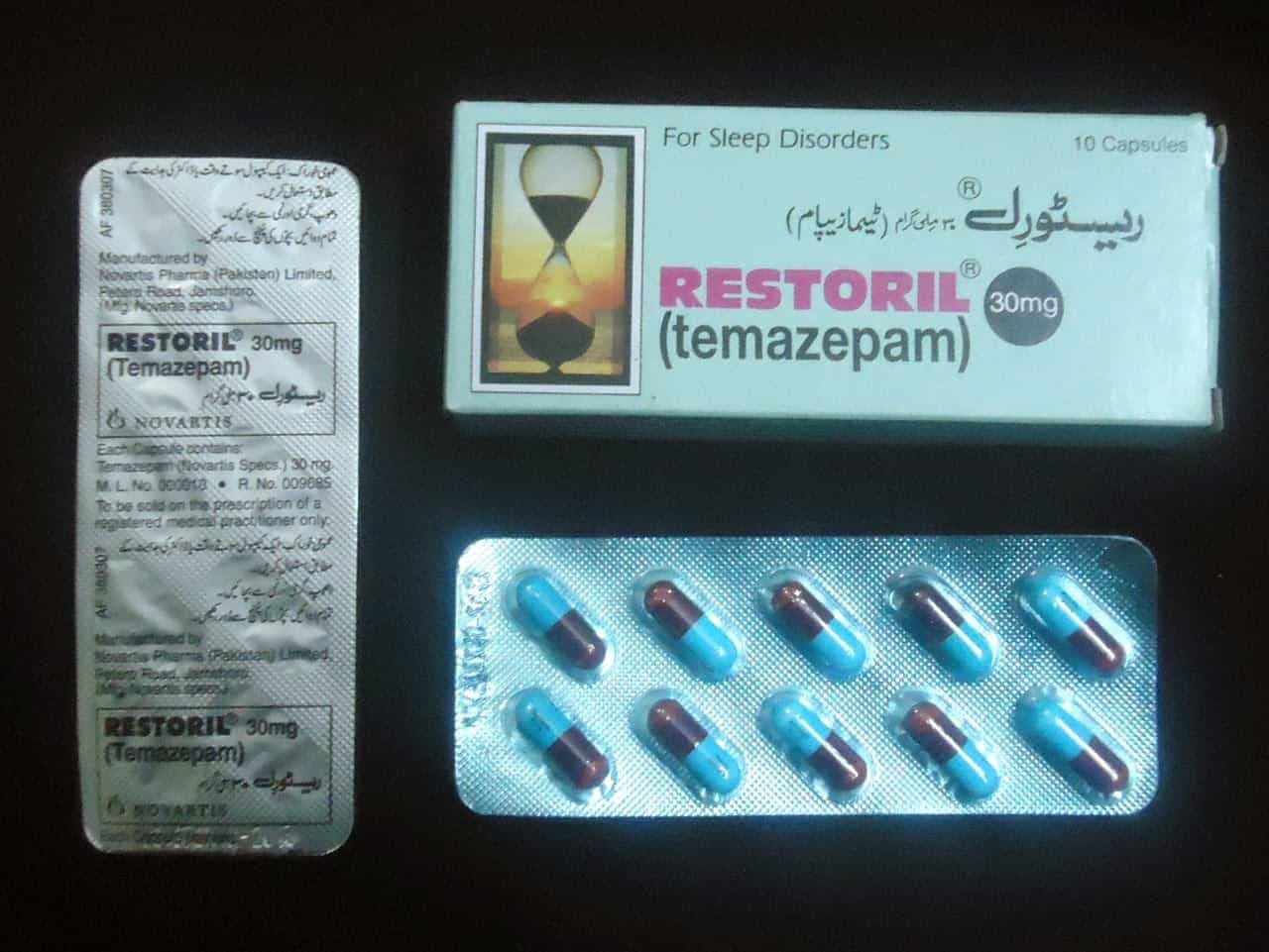 RESTORIL 30MG (Temazepam) packaging and bottle