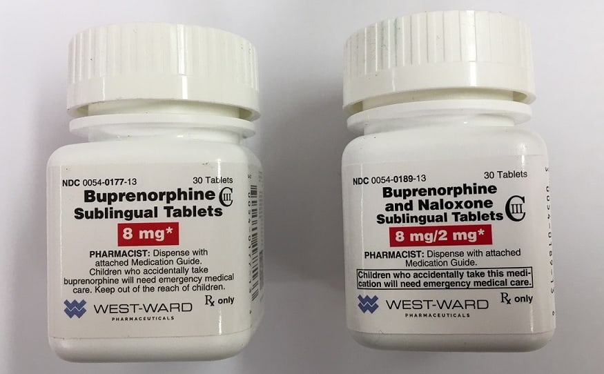 Buprenorphine 2 Mg 8 Mg Suboxone ( Subutex ) packaging and bottle
